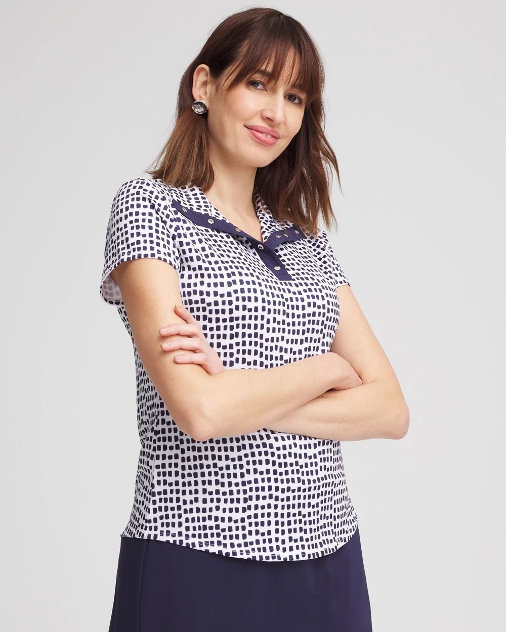 Zenergy® UPF Dots Mockneck Short-Sleeve Top | Chico's